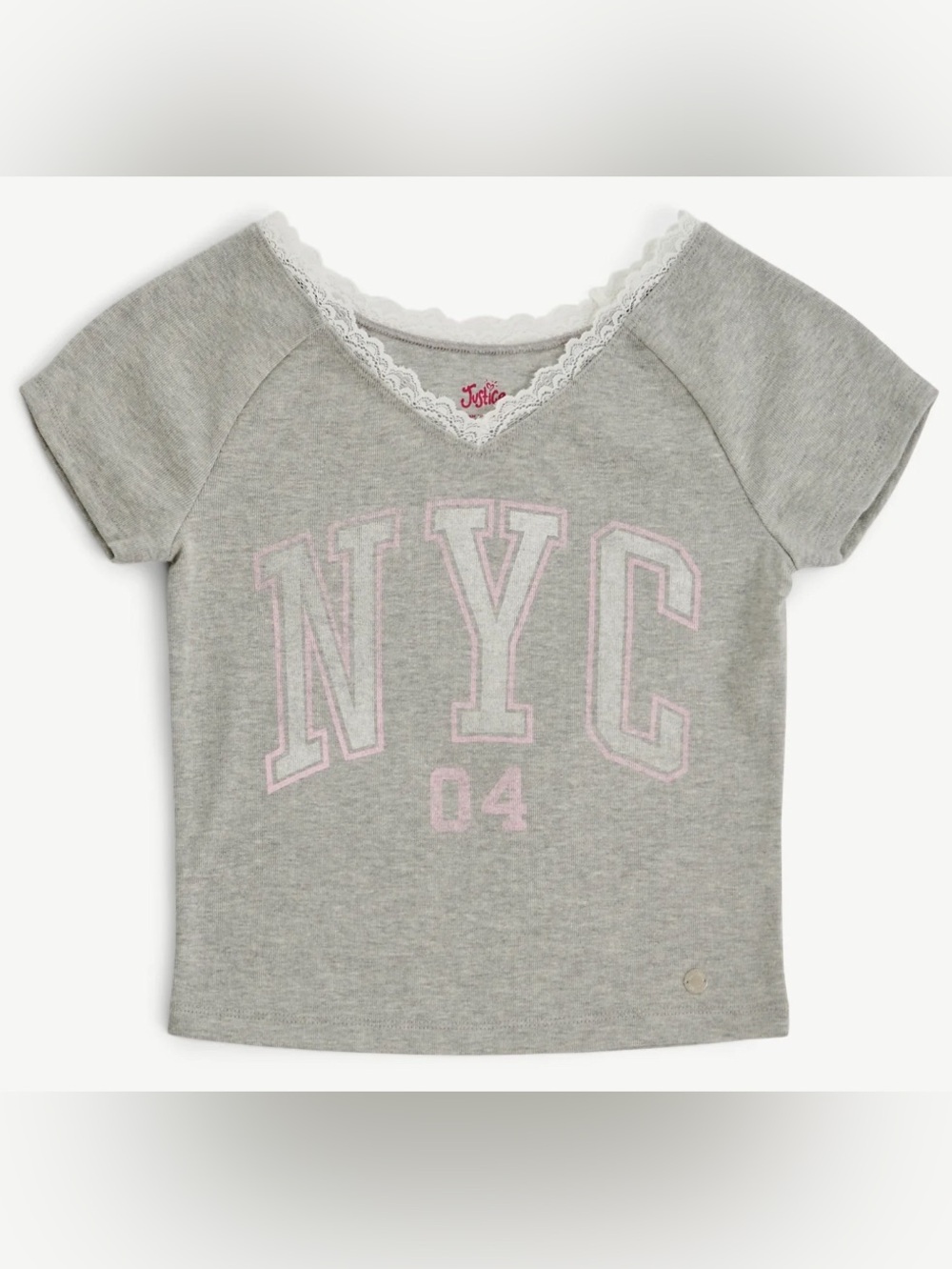 Justice Girl's Lace Trim Graphic Tee